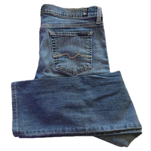 Seven for All Mankind Womens Washed Denim Mid-Rise Straight Leg Jeans Sz 29 EUC - Picture 1 of 8